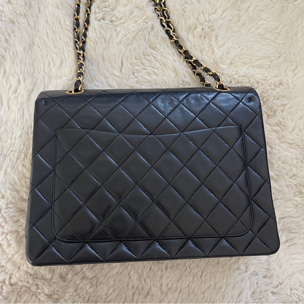 CHANEL Black Quilted Lambskin Double Flap Shoulder Bag with Gold Hardware - Picture 4 of 9